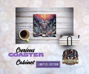 Madcap Brew Coaster Set — Psychedelic Tea Party Collection (4-Piece with Holder)
